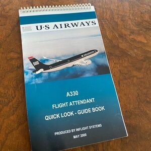 US Airways A330 Flight Attendant Handbook May 2000 vintage spiral bound